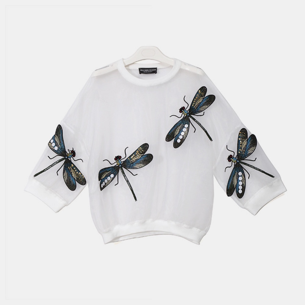 Dragonfly Embroidered Decorative button cover up.